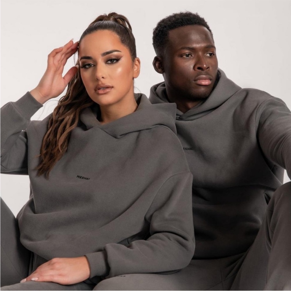 Meshki Unisex Spellout Soft Hoodie Hooded Sweatshirt Gray Size Medium